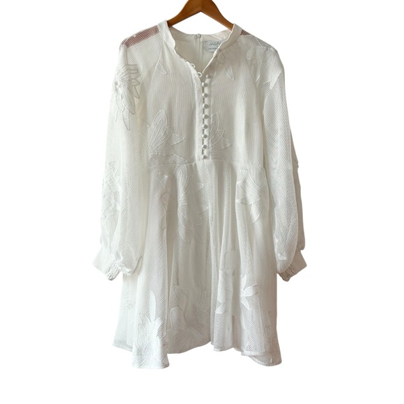 Anthropologie White Sheer Sleeve Dress - Picture 2 of 16